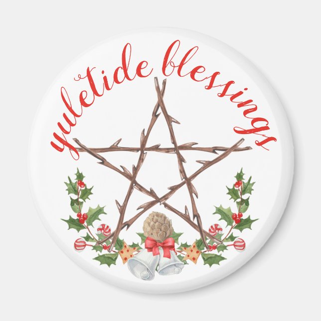 Imã Holiday Yuletide Twig Pentacle Wicca Sabbat (Frente)