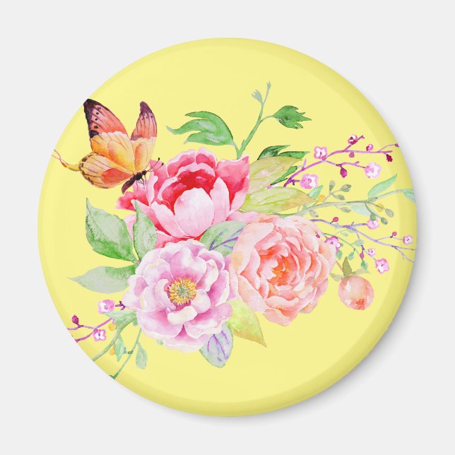 Imã holiES - Flores de Mola de Aquarela Buquê 2 (Frente)