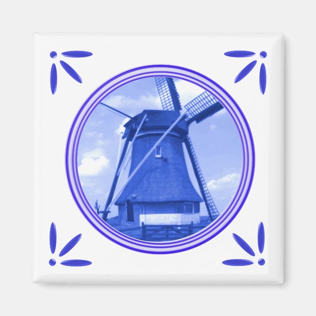 Imã Holland Windmill Delft Blue Style (Frente)