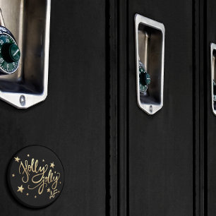 Imã Holly Jolly AF   Manuscrito brilhante Dourado Faux