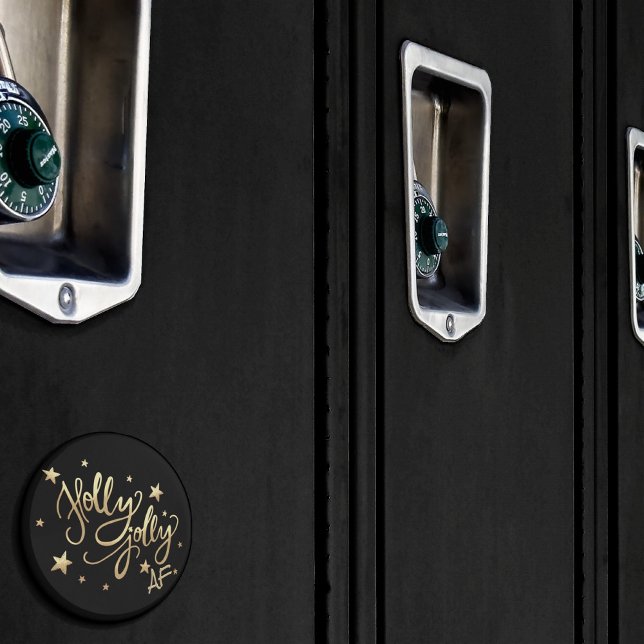 Imã Holly Jolly AF | Manuscrito brilhante Dourado Faux (Criador carregado)