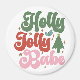 Imã Holly Jolly Babe Retro Groovy Feriados de Natal