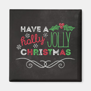 Imã Holly Jolly Christmas Rustic Chalkboard