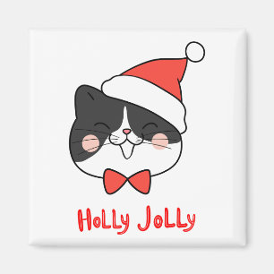 Imã Holly Jolly Cute Kawaii Papais noeis Cat