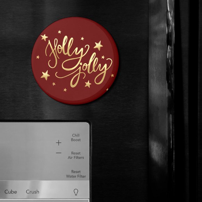 Imã Holly Jolly | Elegante Dourado Faux Foil Script (Criador carregado)