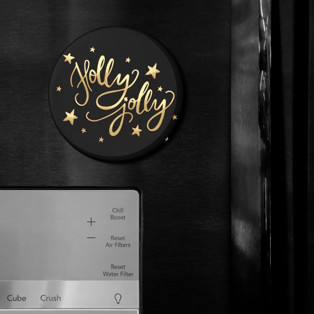 Imã Holly Jolly | Elegante Dourado Faux Foil Script (Criador carregado)