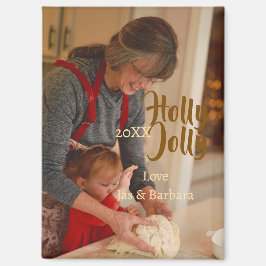 Imã Holly Jolly family holiday photo beige year naboho