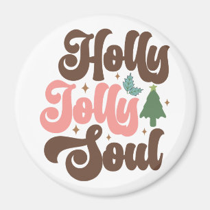 Imã Holly Jolly Soul Retro Groovy Feriados de Natal