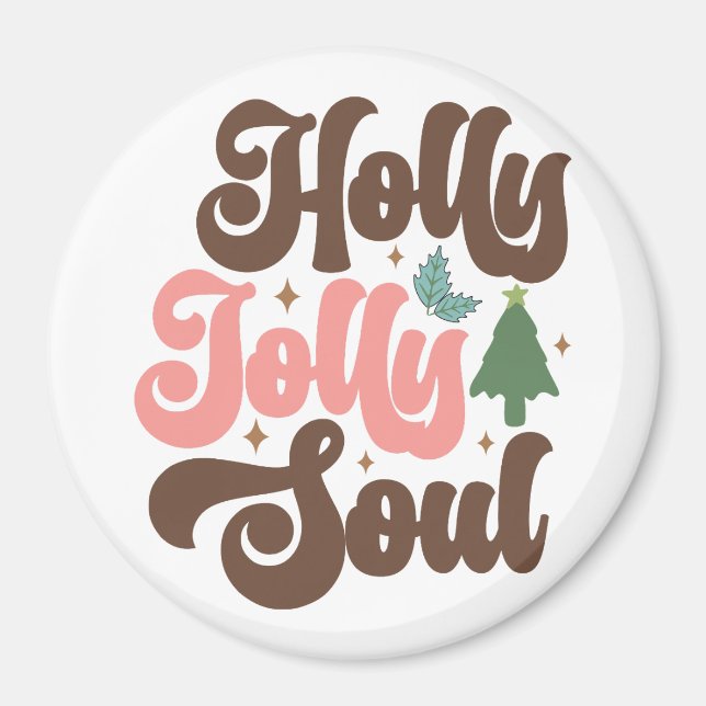 Imã Holly Jolly Soul Retro Groovy Feriados de Natal (Frente)