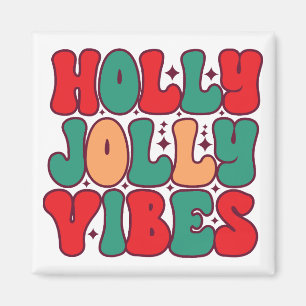 Imã Holly Jolly Vibes Retro Groovy Feriados de Natal