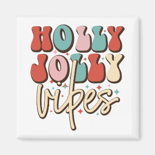 Imã Holly Jolly Vibes Retro Groovy Feriados de Natal