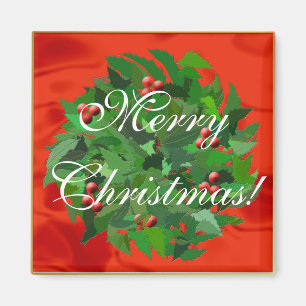 Imã Holly Wreath Feliz Natal!