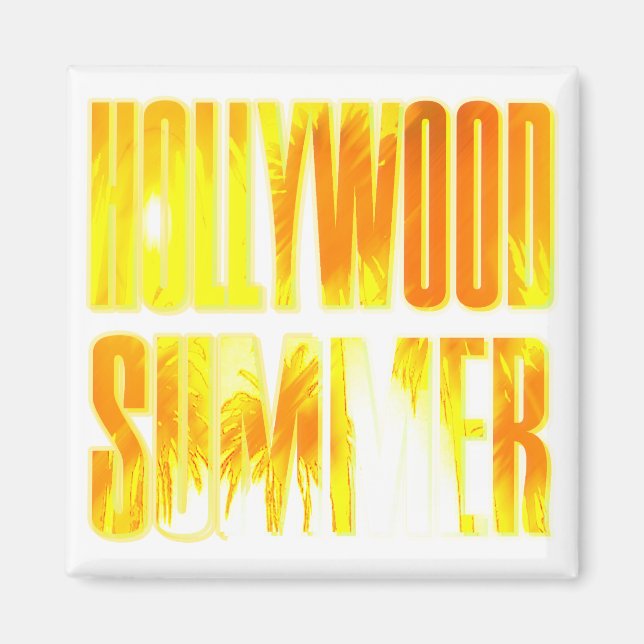 Imã "Hollywood Summer" - Amarelo - Letra Laranja Magne (Frente)