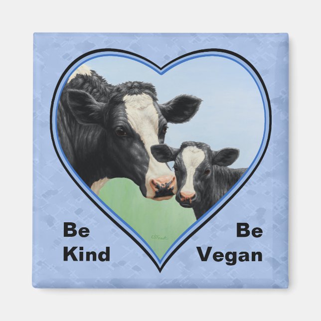 Imã Holstein Vaca e Vitelo Azul Vegan (Frente)