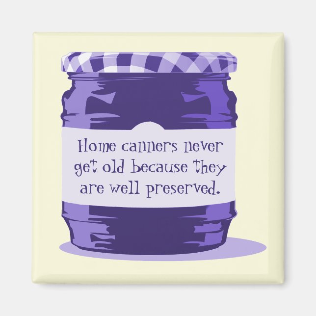 Imã Home Canning Humor Retro Purple Jelly Jar Kitchen (Frente)