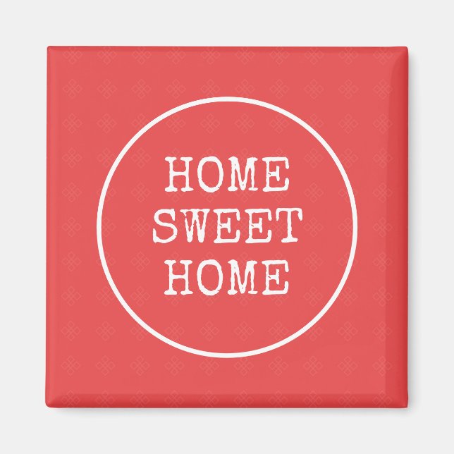 Imã Home doce lar coral rosa moderno simples (Frente)
