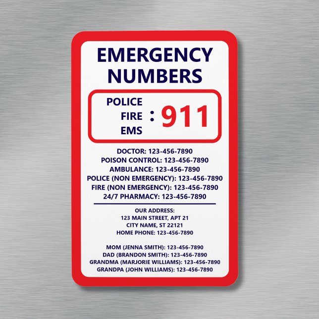 Ímã Home Emergency Numbers Useful Contact List (Home Emergency Numbers Useful Contact List Magnet
)