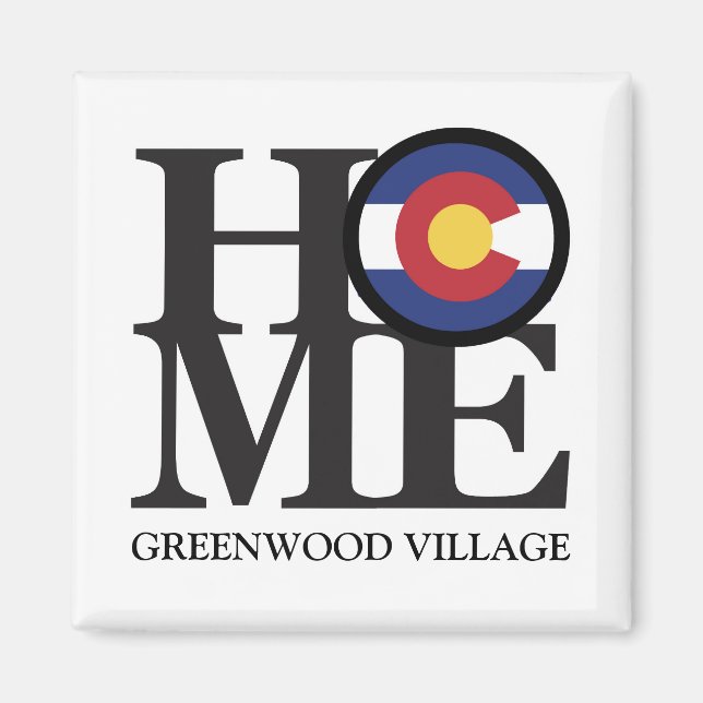 Imã HOME Greenwood Village Colorado 4 x 4" Magnet (Frente)