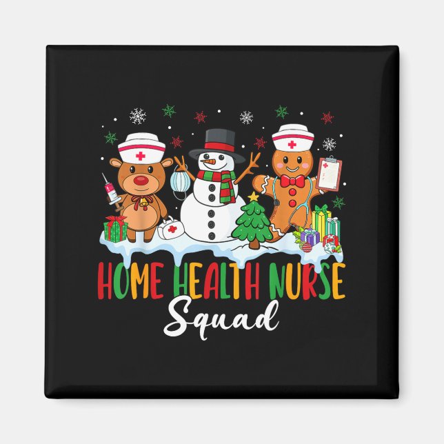 Imã Home Health Nurse Squad Reindeer Gingerbread Chris (Frente)