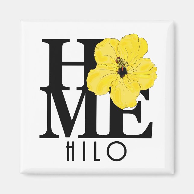 Imã HOME Hilo Hawaii Yellow Hibiscus (Frente)