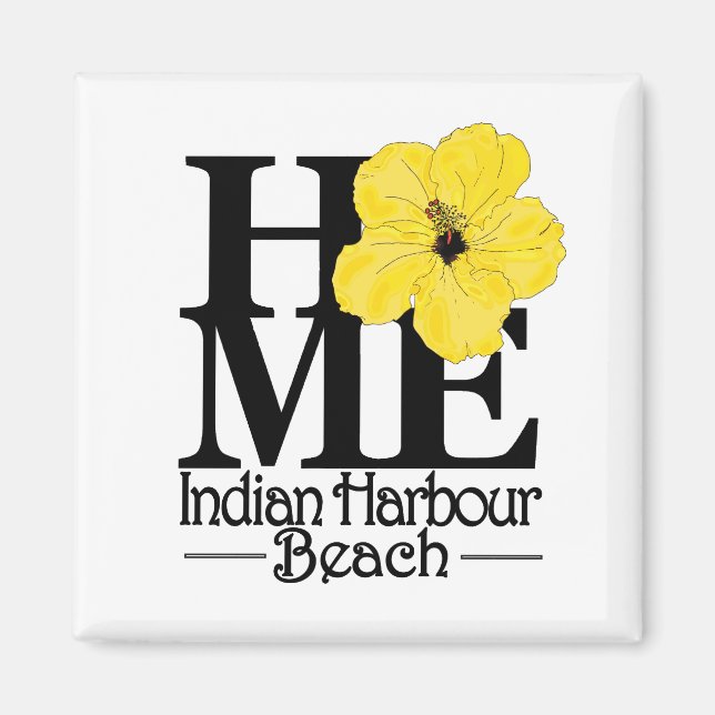 Imã HOME IndianHarbour Beach Yellow Hibiscus (Frente)