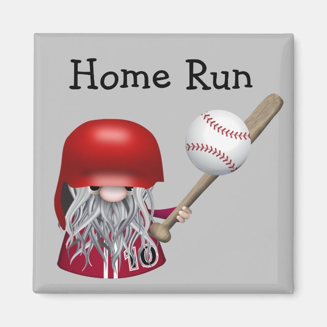 Imã Home Run Gnome Baseball (Frente)