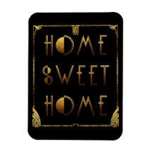 Home Sweet Home Dourado Art Deco Sinal
