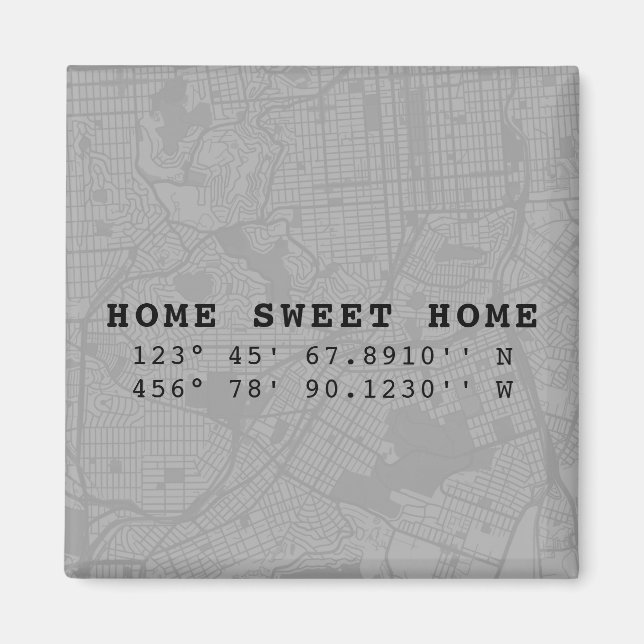 Imã Home Sweet Home | Mapear e personalizar coordenada (Frente)