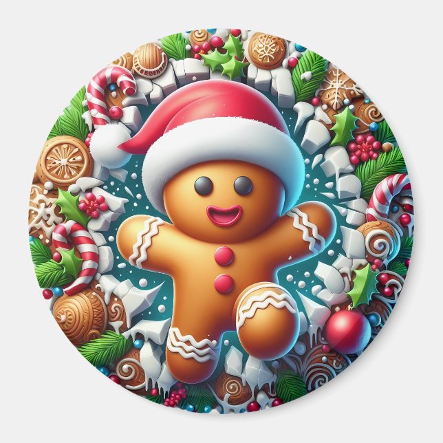 Imã Homem de Biscoito de Natal Ímã (Frente)