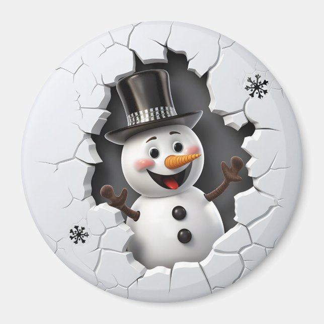 Imã Homem de Neve do Top Hat 3D (Frente)