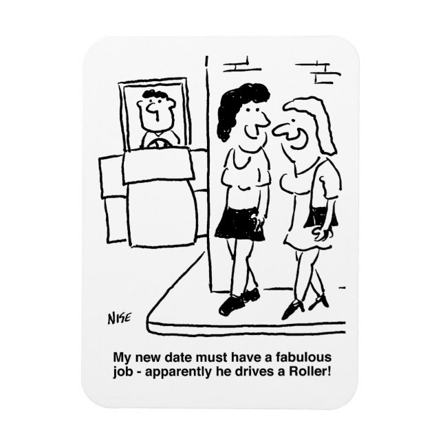 Ímã Homem dirigindo um rolo compressor Cartoon engraça (Vertical)