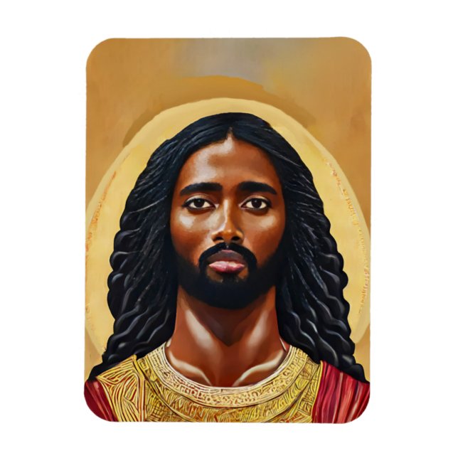 Ímã Homem Negro Africano - Retrato Cristo de Jesus (Vertical)