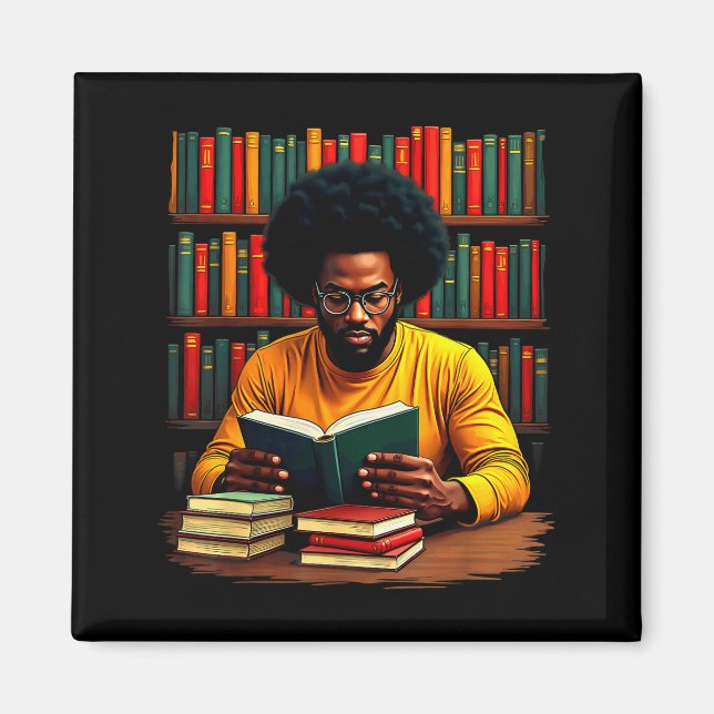 Imã Homem negro lendo livros no Juneteenth (Frente)
