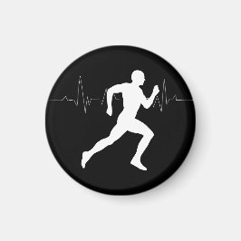 Imã Homem Runners Silhouette HeartBeat Line