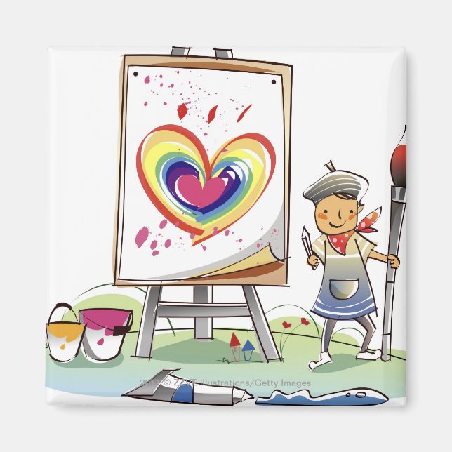 Imã Homem segurando um pincel de pincel e parado por u (Frente)