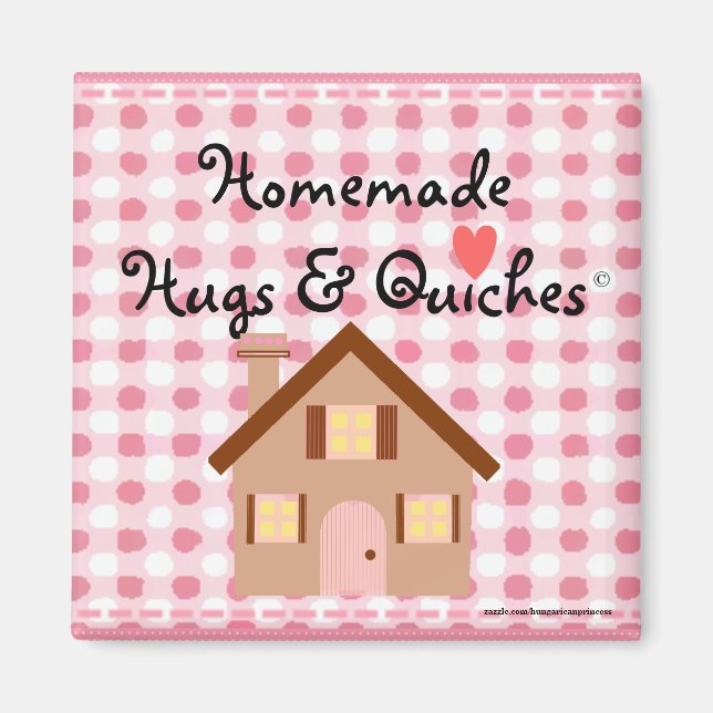 Imã Homemade Hugs Pink Gingham (Frente)