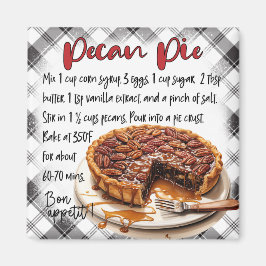 Imã Homemade Pecan Pie Recipe Plaid Kitchen Decor  