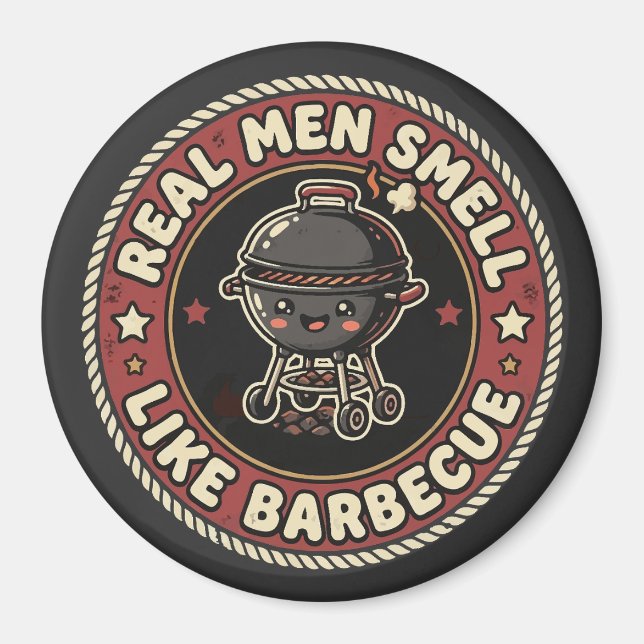 Imã Homens de Verdade Cheiram como Churrasco e Fumaça  (Frente)
