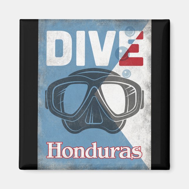 Imã Honduras Vintage Scuba - Máscara de mergulho (Frente)