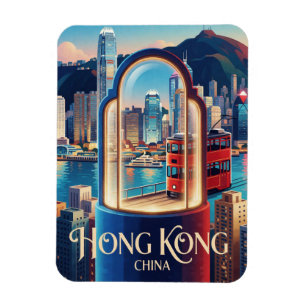 Ímã Hong Kong China Porto de Vitória Paisagem Urbana V