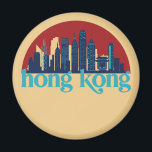 Imã Hong Kong China Retro City Skyline Cityscape Art<br><div class="desc">Design com lindas linhas do horizonte, atração turística e arte de paisagem urbana, arranha-céu Legal e ilustração da silhueta de construção para turistas e viajantes. Perfeito como lembrança para trazer de volta para casa quando viaja pelo mundo. Guarde a memória do seu viagem e as suas férias com a família...</div>