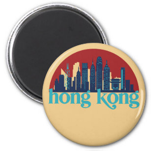 Imã Hong Kong China Retro City Skyline Cityscape Art