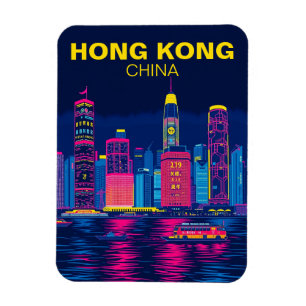 Ímã Hong Kong China Skyline Viagem Souvenir