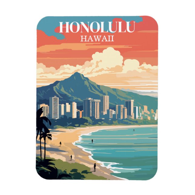 Ímã Honolulu, Havaí: Viagem Vintage (Vertical)