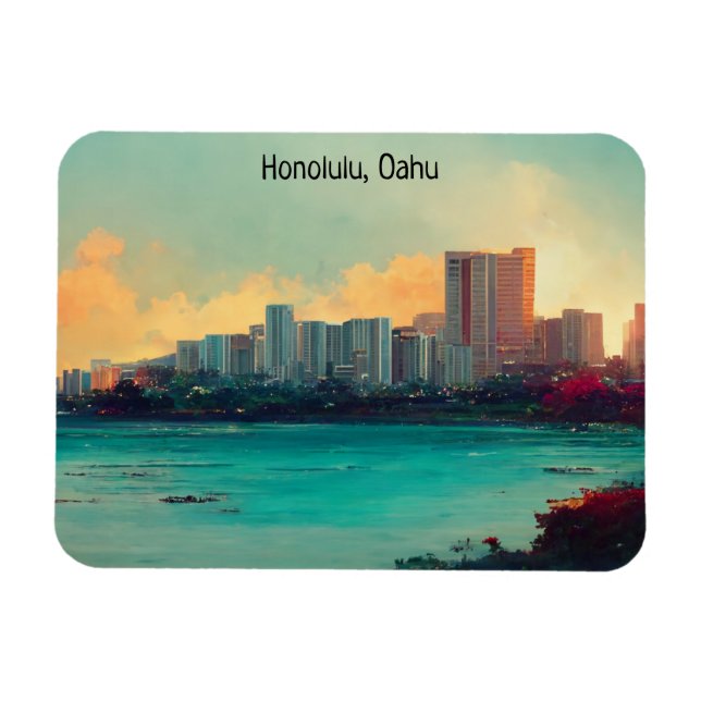 Ímã Honolulu Oahu Panorama Ver paisagem digital (Horizontal)