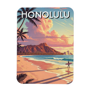 Ímã Honolulu Praia Waikiki Oahu Havaí Viagem