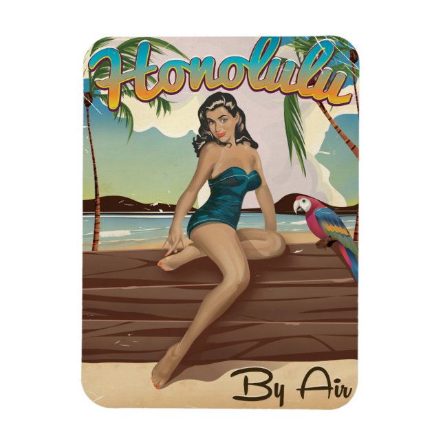 Ímã Honolulu vintage retro Viagem (Vertical)