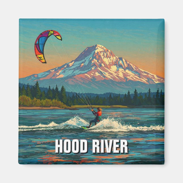 Imã Hood River Kitesurfing Oregon Viagem (Frente)