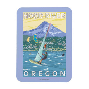 Ímã Hood River, surfistas de ORWind & pensionistas do