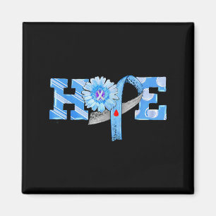 Imã Hope Blue Ribbon Sunflower T1d Diabetes Sensibiliz